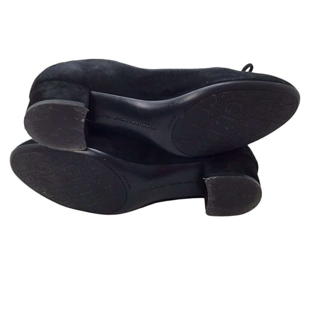 AGL Kristin Bow Tie Black Suede Leather Pumps Block Heel EU 35 US 5 Made Italy - Picture 8 of 14